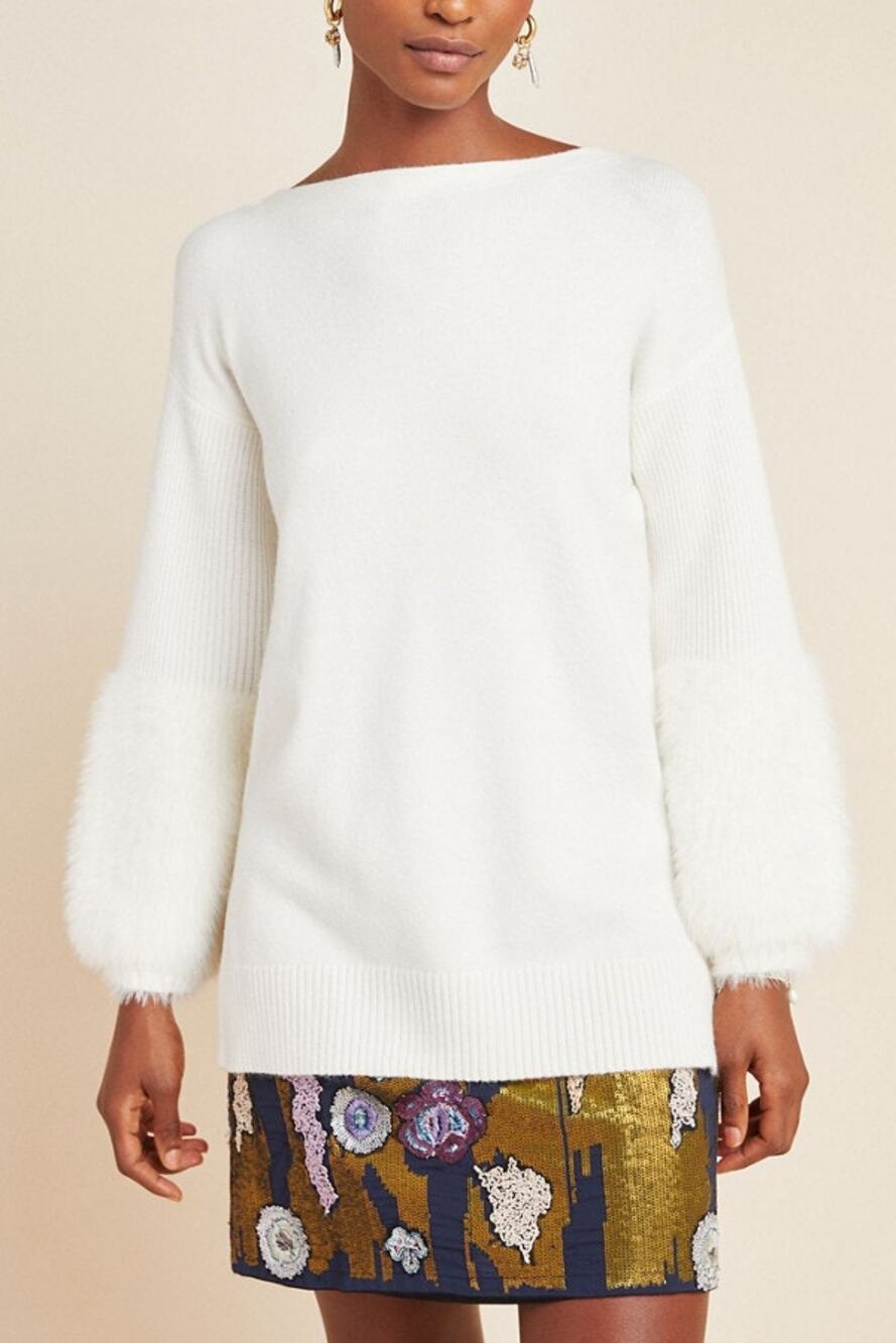 Anthropologie Colma Tunic Sweater in Ivory Size XS